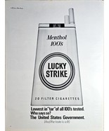 1968 Lucky Strike Menthol 100&#39;s Cigarettes Vintage Print Ad - $13.54