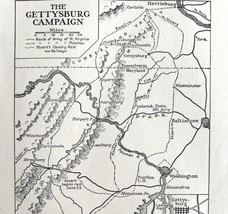 Map 1930 Gettysburg Campaign Civil War 5.5 x 9&quot; Military History Ephemera DWEE2 - £15.68 GBP