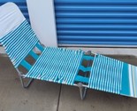 Vintage Tri Folding Jelly PVC Tube Chaise Lounge Lawn Chair Teal Blue &amp; ... - £37.89 GBP