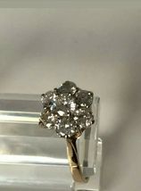 Vintage 1.25ct Moissanite  Diamond Six Stone Daisy Cluster Ring 10K Yellow Gold - £436.65 GBP