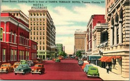 Vtg Lino Cartolina Street Scene Ricerchi North IN Davanti Di Tampa Terrace Hotel - £10.43 GBP