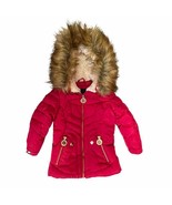 DKNY Faux Fur Hoodie Pink Puffer Jacket Size 2T - £35.03 GBP