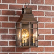 Stenton Outdoor Lantern Wall Light in Solid Weathered Brass - 3-Light - $499.50