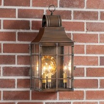 Stenton Outdoor Lantern Wall Light in Solid Weathered Brass - 3-Light - £392.92 GBP