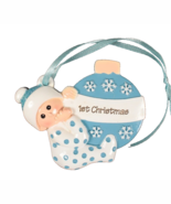 Christmas Personalized Tree Ornament Blue Baby&#39;s First Christmas 4 Inche... - $12.19