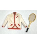 Vintage Barbie Tennis Anyone Clothes White Red Jacket 1962 &amp; Racquet 941 - $269.83 MXN