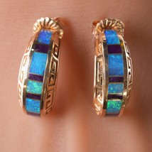 Melanie Kirk Isleta Pueblo 14k gold opal and Sugilite channel inlay earrings - £1,027.60 GBP