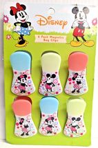 Disney Mickey Minnie Foral Magnetic Bag Clips Multicolor 6-pc Cartoon Gi... - $12.84