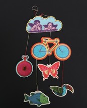 Vtg ephemera die cut paper hanging mobile cherubs bicycle watch toucan fish - £23.59 GBP
