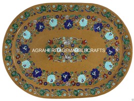 14&quot;x19&quot; Marble Plate Decorative Tray Pietra Dura Handmade Semi Precious Gifts - £1,128.57 GBP