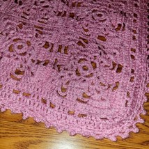 Granny Square Pink Handmade Crochet 40 x 36 Baby Blanket Sofa Throw Roseanne TV - £23.55 GBP