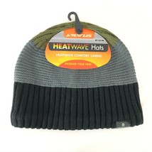 Seirus Heatwave Beanie Hat Striped Knit Ribbed Black Gray Green Unisex O... - £6.24 GBP