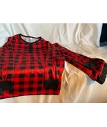 Woman&#39;s Christmas Plaid Red &amp; Black Pajama 2 pc Set Shirt Top and Pants ... - £17.34 GBP