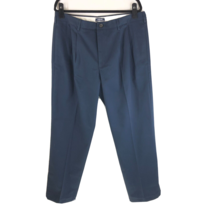 Lands End Mens Khaki Pants Traditional Fit Pleated Cotton Navy Blue Size 37x30 - $14.49