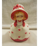 Vintage Japan Ceramic Valentine Girl with Hearts Apron Dress Planter 5 3/4&quot; - $584.45 MXN