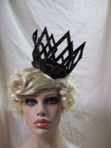 Black Gold Imperial Lace Crown Headpiece Wicked Evil Queen Renaissance M... - $18.94 CAD