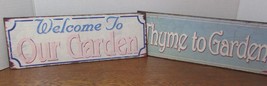 Lot Of 2 Tin Sign &quot;WELCOME&quot;/THYME To Garden Garden Kitchen Wall Decor - £14.35 GBP