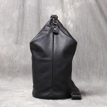 Men s shoulder bag original design genuine leather chest bag cowhide cylinder crossbody thumb200