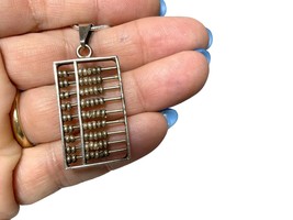 Vintage 925 Sterling Silver - Math Abacus Pendant Necklace w/18” Chain - Tested - £27.48 GBP