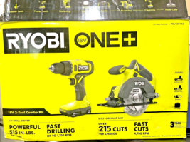 O.B RYOBI 18VCordless 2-Tool ComboKit with Drill/Driver, Circular Saw, PCL1201K2 - $89.99