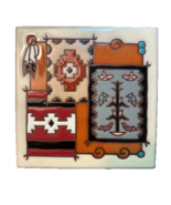 Cleo Teissedre Hand-Painted Southwestern Native Am Trivet Kiln Fired Tri... - €11,28 EUR