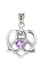 Jewelry Trends Small Celtic Trinity Knot Heart Sterling Silver Pendant with Gems - £62.87 GBP