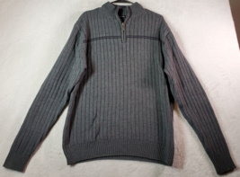 Michael Brandon Sweater Mens Size XL Gray Knit Ribbed Cotton Long Sleeve 1/4 Zip - $18.84