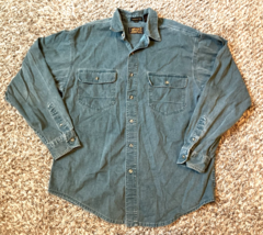 Vintage Eddie Bauer Shirt Mens L Elkhorn Twill Denim Button Up Long Slee... - $38.41