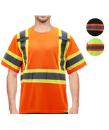 Men&#39;s Mesh Class 2 Type R Safety High Visibility Reflective Neon Work Shirt - $26.32 CAD
