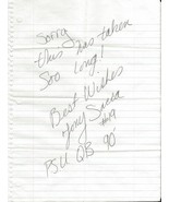 Tony Sacca 1990 Signed Handwritten Letter Penn State - £19.45 GBP