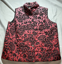 Jones New York Sport Pink Black Ombre Floral Vest size XL Snap Zip Front - £14.78 GBP