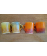 Vtg FIRE KING 4 Orange 4 Yellow COFFEE MUGS CUPS  Stackable ANCHOR HOCKI... - $47.29