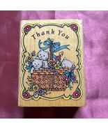 Vintage 1990 Limited Edition Basket Of Kitties Thank You Stamp #L737 Her... - €8,56 EUR