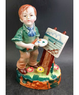 Vintage Royal Japan Figurine Boy Painting A Picture, Mint - $55.00