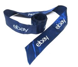 Dark Blue eBay Satin Ribbon White Writing 88in long 1 1/2in wide US Sell... - $12.86
