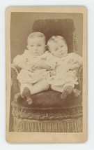 Antique ID&#39;d CDV c1870s Adorable Twin Boys Named R.H. &amp; E. Hutchinson Age 11 mo. - £21.94 GBP