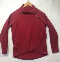 Athleta Cozy Karma Asymmetrical Pullover Top Sweatshirt Red Burgundy Wom... - $271.58 MXN