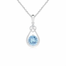 ANGARA Natural 0.4 Ct AAA-Grade Aquamarine Knotted Heart Pendant in 14K Gold - £326.14 GBP