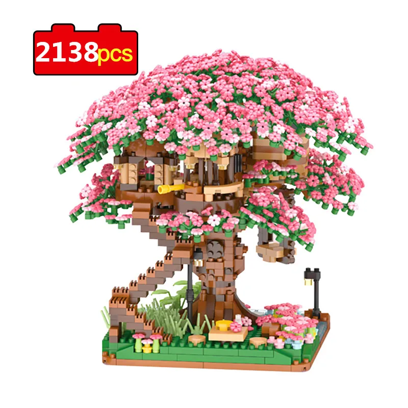 Mini Sakura Tree House Build Block City Street View Cherry Blossom Model - £15.61 GBP+