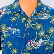 Vtg Saddlebred Hawaiian Aloha XXL Shirt Patriotic Surfboards Flags SailBoat Tiki - £35.96 GBP