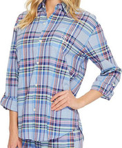 Lauren Ralph Lauren Womens Sleepwear Classic Plaid Top Size Small, Blue Plaid - £43.25 GBP