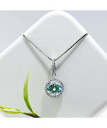 GRA Certified Green Round Halo 0.5/1/2ct Moissanite S925 Necklace - $85.00+