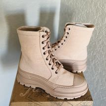 FREE PEOPLE Camp Out Canvas Combat Boot, Natural, Tan/Pink, Size 9, NWT - $139.60 CAD