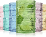 Vintage Drinking Glasses Set of 6, 12 Oz Colored Hobnail Glasses Tumbler... - $44.32