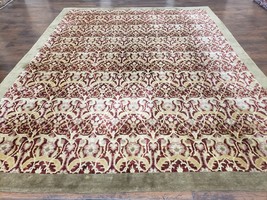 Contemporary Indian Nepalese Room Sized Rug 9x11 - 9x12 Handmade Carpet Dark Red - £1,361.41 GBP