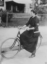 Female telegraph messenger on a bicycle in Berlin 1914 World War I 8x10 ... - $8.81