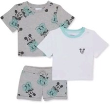 NWT Disney Baby Mickey Mouse Tshirts &amp; Shorts Outfit Set Size 0-3 Months - £39.41 GBP