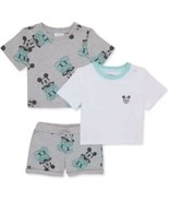 NWT Disney Baby Mickey Mouse Tshirts &amp; Shorts Outfit Set Size 0-3 Months - £39.33 GBP