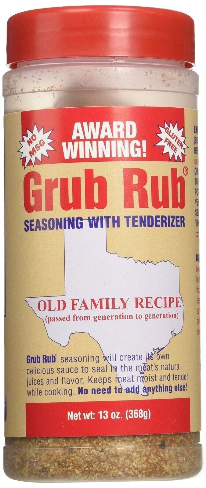 Primary image for Texas Grub Rub Seasoning - Made in Texas (THREE) Pack - Original Recipe - No MSG