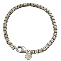 Tiffany &amp; Co. Authentic Sterling Silver Venetian Box Link Chain Bracelet 7.75” - £200.45 GBP